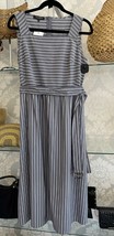 LAFAYETTE 148 New York Gray &amp; White Striped Sleeveless A-Line Dress Sz S... - £124.52 GBP