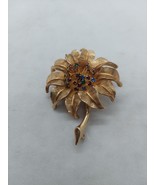 Judy Lee Goldtone Multicolor Rhinestone Wire Statement Flower Brooch Signed - €17,04 EUR