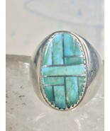 Turquoise ring Navajo signed FB size 8.50 sterling silver women - $3,732.12 MXN