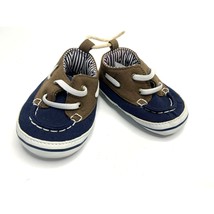 Carters Boys Infant Baby 3 6 months Slip On Crib Shoes Brown Blue Sneaker Loafer - $9.89