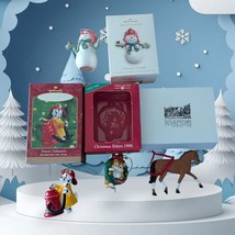 Lot Of 4 Hallmark Sculptors &amp; Ecclesia Snowman  Horse Kitten Keepsake Ornaments - £15.01 GBP