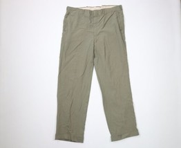 Vtg 40s Streetwear Mens 36x30 Gabardine Rayon Cuffed Pants Trousers Green USA - £223.04 GBP