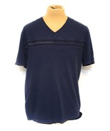 Tommy Hilfiger Striped T-Shirt V Neck Embroidery Logo Blue XXL  XX Large - $17.82
