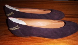 Maraolo Italy Brown Suede Ballet Flats Shoes Gold Tone Chain Heel 9 B VTG NEW - £26.54 GBP