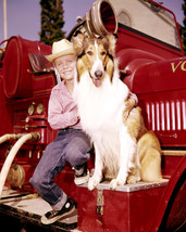 Lassie Jon Provost By Red Vintage Fire Engine Truck 16x20 Canvas Giclee - £56.21 GBP