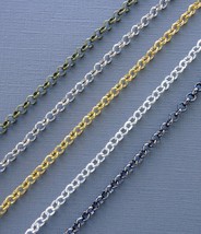3ft Gold/silver/black Rolo Cable Chains 4mm Link opened Findings Jewelry... - £2.38 GBP