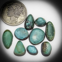 16.0 cwt Lot of 9 Vintage Cerrillos SW Turquoise Assorted Cacochons - £51.31 GBP