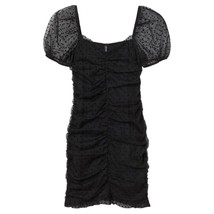 Divided H &amp; M Ruched Gathered Polka Dot Mesh Party Cocktail Dress Black M - $17.81