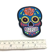 Blue Mexican Aztec Sugar Skull Applique Iron On Patches Embroidered Mayan Rui... - £12.53 GBP
