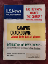 U S NEWS World Report Magazine September 7 1970 Campus Crackdown Regulations - £11.80 GBP