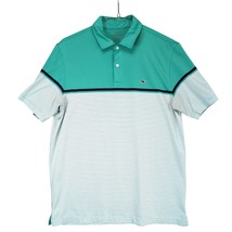 Vineyard Vines Men&#39;s M Performance Polo Shirt Golf Preppy Teal Striped Q... - $25.00