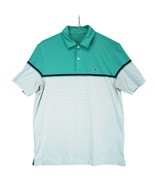 Vineyard Vines Men&#39;s M Performance Polo Shirt Golf Preppy Teal Striped Q... - $33.95 CAD