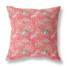 18 Salmon Red Roses Indoor Outdoor Throw Pillow - £48.55 GBP