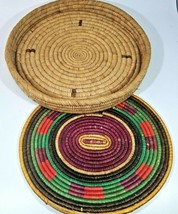 Vintage African Raffia Tray/Bowl and Placement - £27.25 GBP