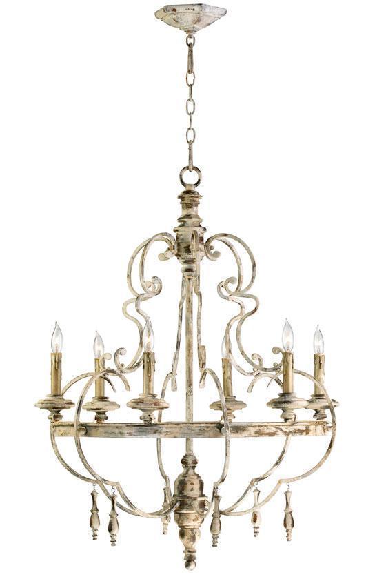 French Restoration European 35"H Shabby Chic Candle Chandelier - $985.00