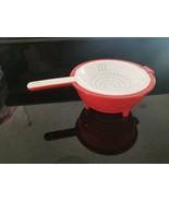 NEW Tupperware Double Colander Strainer 2-Quart Red White with handle - £31.62 GBP