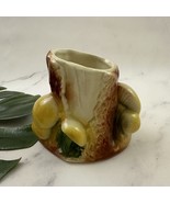 Vintage Ceramic Tree Stump Mushrooms Planter Vase Cache Decor Brown Yell... - $29.69