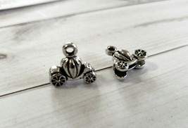 6 Pumpkin Charms Carriage 3D Antiqued Silver Fairy Tale Jewelry Supplies - £2.29 GBP