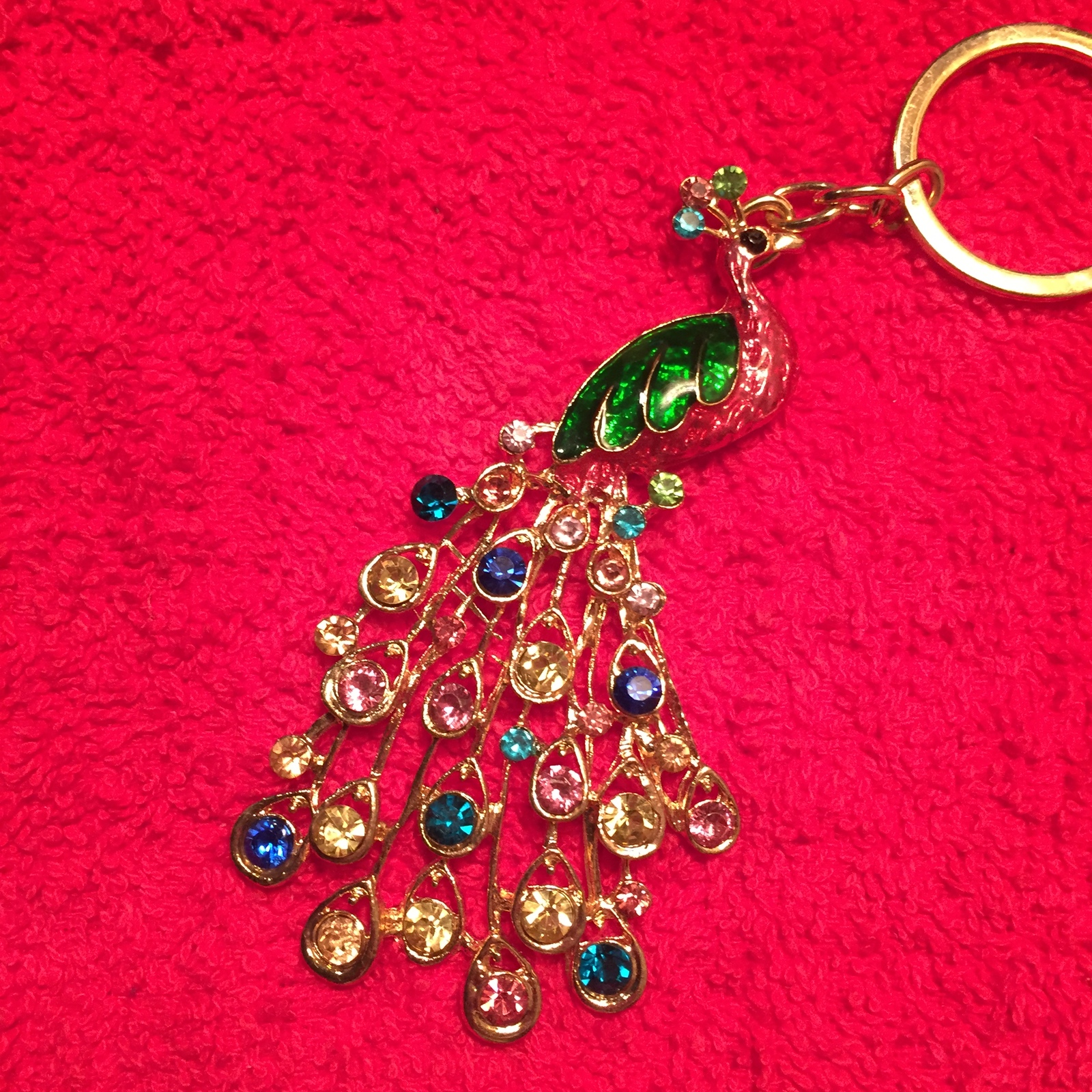 Peacock Key Chain Enamel and Rhinestones  - $5.00