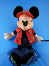 Disneyland mickey Mouse 11&quot; w backpack &amp; flag Mint with wrinkled tag 2006 - £15.81 GBP