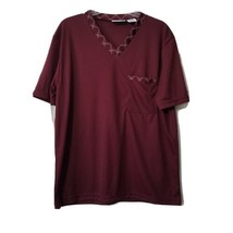 Irvine Park V-Neck Vintage Shirt ~ Sz M ~ Burgundy ~ Short Sleeve  - £10.78 GBP