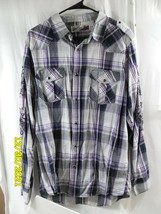 Men&#39;s Red Snap Brand Shirt Black Pearl Snap Buttons Long Sleeve Purple L... - $14.00