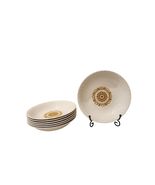 Enoch Wedgwood Tunstall Gold Medallion England Soup Bowls Set Vintage 8 ... - $87.12