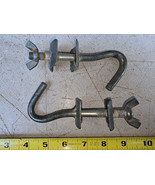 24RR46 PAIR OF HOOKS, TO THRU TUBING, WITH WINGNUTS, 9MM WIRE, 5&quot; LONG, VGC - $8.55