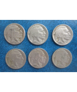 LOT OF 6 BUFFALO NICKELS 1929-S, 1934, 1936-DS, 1937-S &amp; ONE NO DATE - $3.50