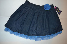 Girls Cherokee  Jean Skirt With Flower&amp; Lace Ruffle- Size S 6/6X M 7/8 Nwt - $11.19