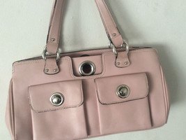 Elegant Pink Designer-Style Handbag Spacious Bold Silver Hardware Dual Strap  - £30.06 GBP