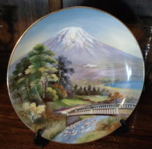 Mount Fuji Japan Vintage Plate Collectors 12&quot; Lily China Hand Painted Artwork - £56.18 GBP
