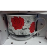 Porcelain Ceramic Coffee Cup &amp; Stir Spoon Set NIB White Rose Love - £9.57 GBP