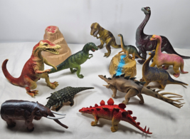 Vintage Plastic Dinosaur Toy Lot IMPERIAL Tyco Carnegie T-Rex Mammoth Long Neck - £80.57 GBP