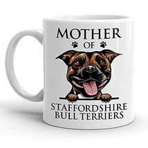 Mother Of Staffordshire Bull Terriers Mug, Staffy Mom, Paw Pet Lover, Gift For W - £11.77 GBP