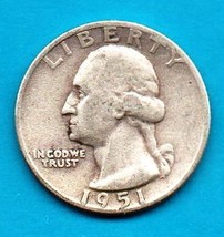 1951 D Washington Quarter Silver - Very Good or Better - $9.00