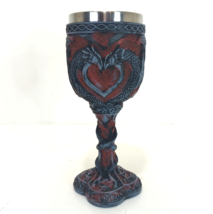 Medieval Fantasy Double Dragon Wine Goblet Romantic Heart Shape 7-3/8"H ... - $24.89