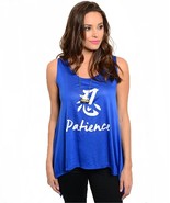 Womens Royal Blue White or Mint Green Graphic Sharkbite Hem T-Shirt Tank... - $16.00