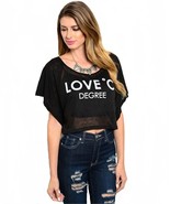 Black or White Short Sleeve T-Shirt Loose Graphic Crop Top Beach Cover Up Tee - $14.00