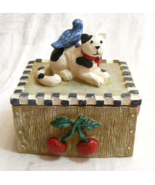 Vintage Wooden Decorative Trinket Box Bird Resting on a Cat 4-c - $29.69