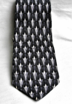 Cambridge Classics 100% Silk Neck Tie Geometric  Blacl, Smokey Gray, Whi... - $7.43