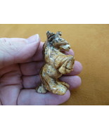 (Y-UNI-743) Tan Unicorn horn rearing GEMSTONE carving figurine stallion ... - $467.43 MXN