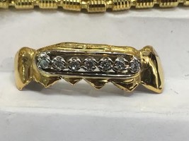 custom fit 14k gold Overlay Removable gold teeth caps Grillz with wall c... - $250.00