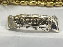 custom fit white gold Overlay Removable gold teeth caps Grillz with wall... - $250.00