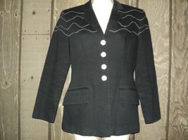 Cache Jacket Size 6 Small Light Black with White Accents Woven 100% Cotton Lined - £20.54 GBP