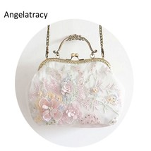Angelatracy 2022 New Handmade Frame Bag White Women Lace Bag 3D Flower Handbag E - £46.66 GBP