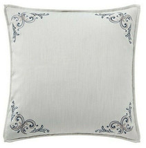 Waterford Florence Embroidered Euro Sham Reversible European Ivory Chambray Blue - $63.58