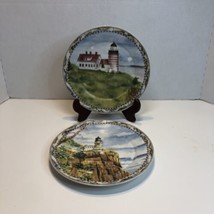 American Atelier Signals 2 Salad Plates Nautical Lighthouse Different Designs 8&quot; - £11.65 GBP