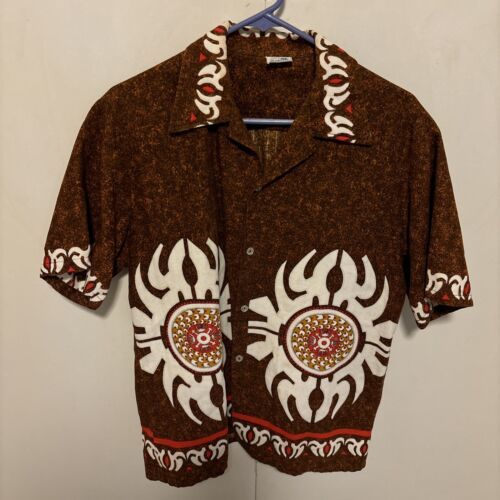 Vintage California Hawaiian Aloha  Barcloth Shirt, Made In California  L... - $66.33