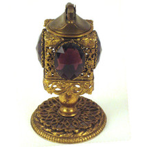 Antique Vtg French Gilt Filigree Ornate Purple Gemstone Lighter - £211.30 GBP